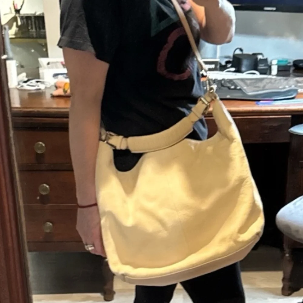 H&M NubuckLeather‎ Hobo Bag with Crossbody Strap Large